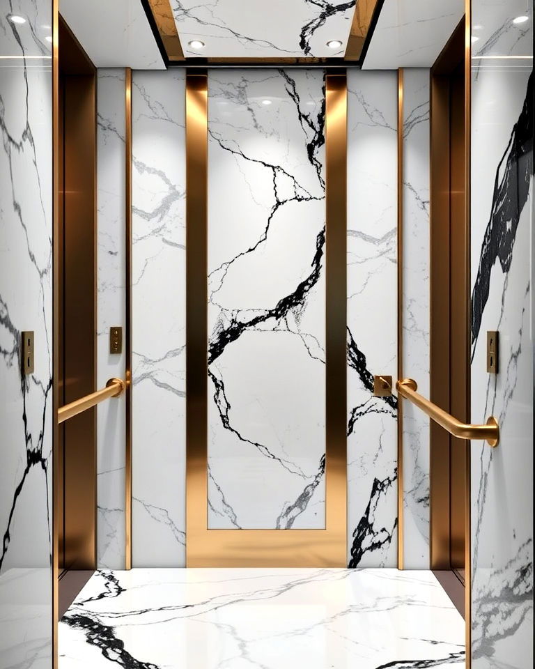 elevator with luxurious marble interior - 25 Elevator Design Ideas