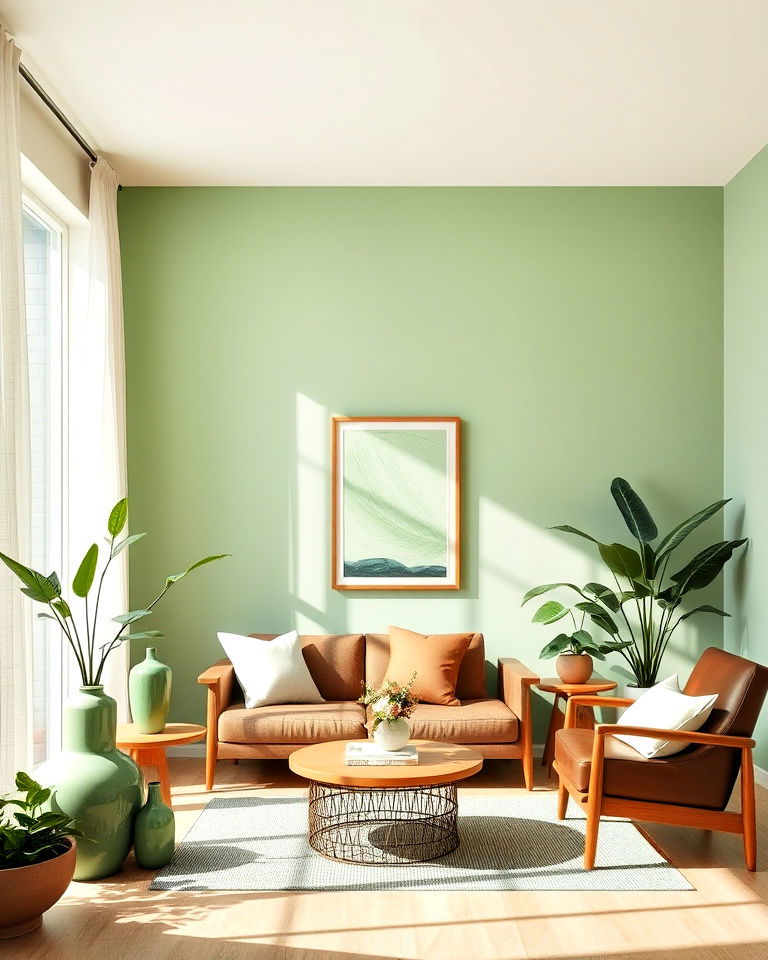 embrace natural light with sage green accents - 20 Sage Green and Brown Living Room Ideas
