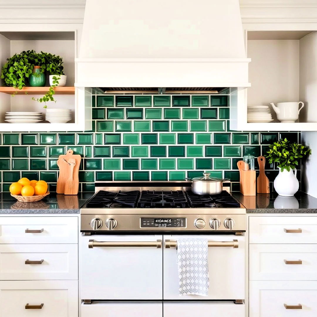 emerald green accent tiles for kitchen - 25 Emerald Green Kitchen Ideas