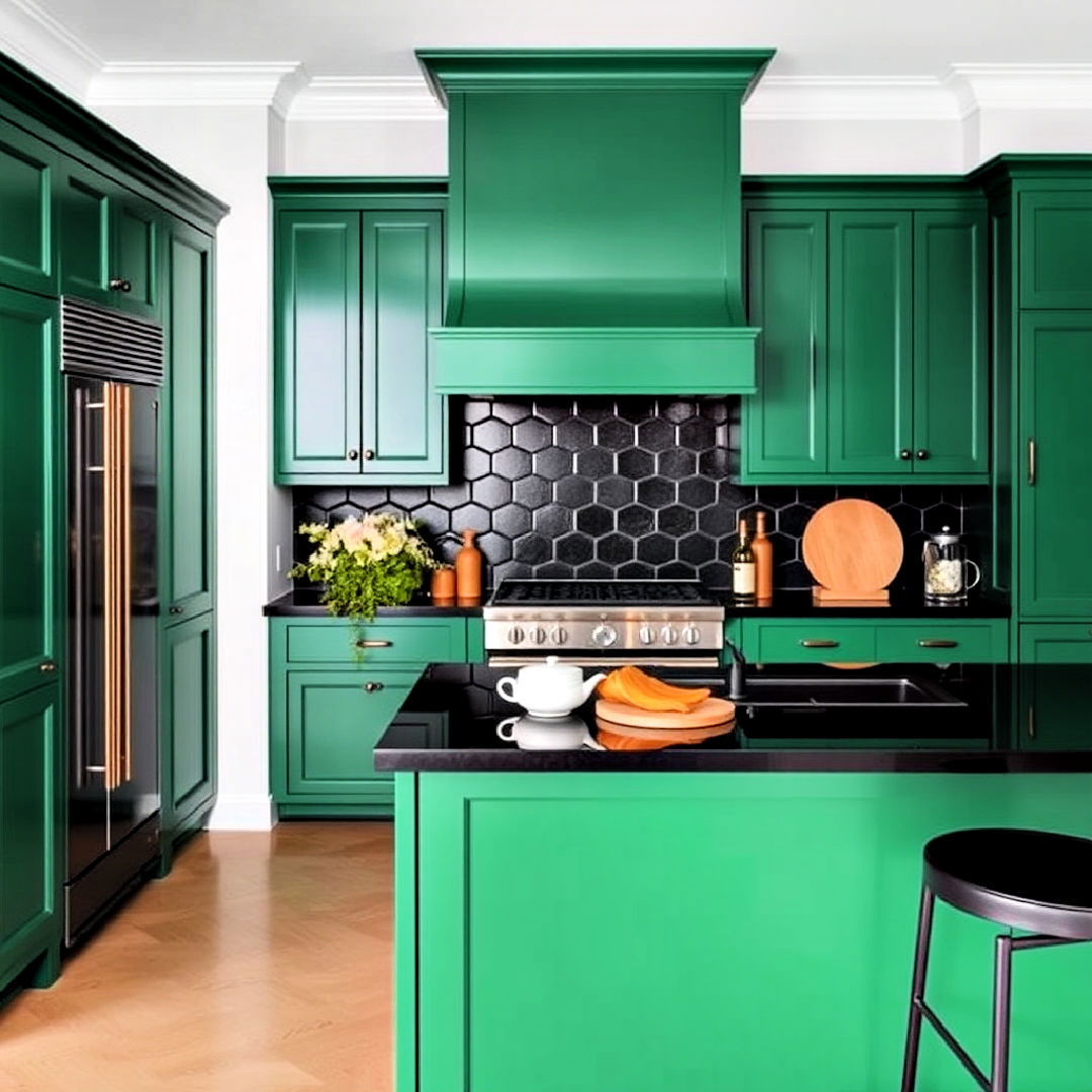emerald green and black combo for kitchen - 25 Emerald Green Kitchen Ideas