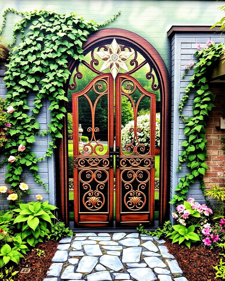 enchanted garden gate mural - 30 Garden Mural Ideas