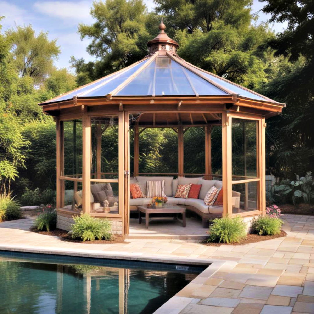 enclosed pool gazebo for privacy - 15 Pool Gazebo Ideas