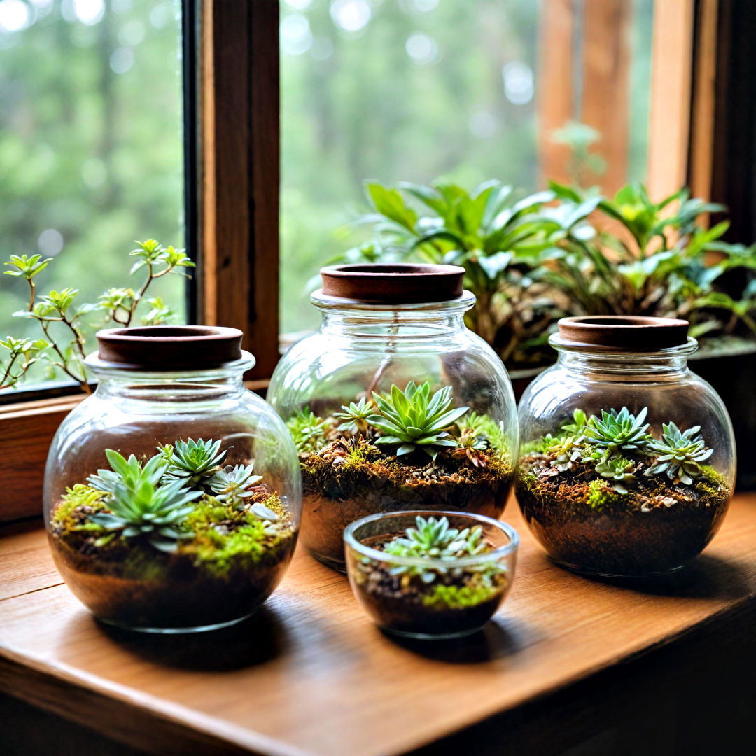 enclosed sugar bowls for tiny plants - 40 Terrarium Ideas