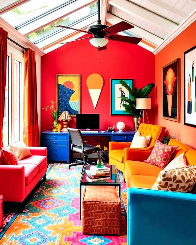 energetic eclectic sunroom office - 20 Sunroom Office Ideas