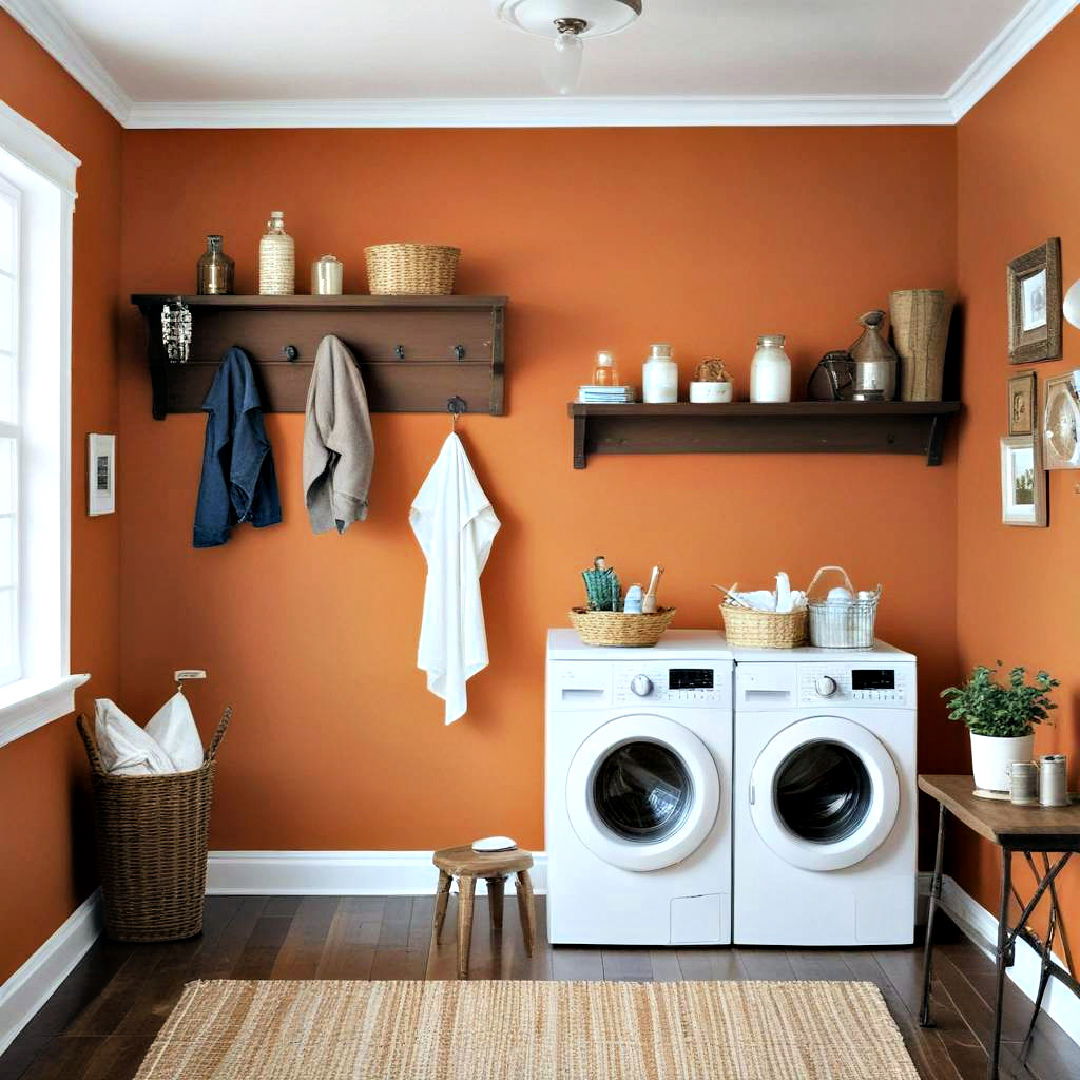 energetic orange paint - 25 Laundry Room Paint Ideas
