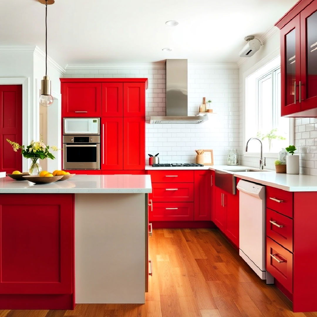 energetic tomato red and white - 40 Warm Color Palettes for Every Room in the House