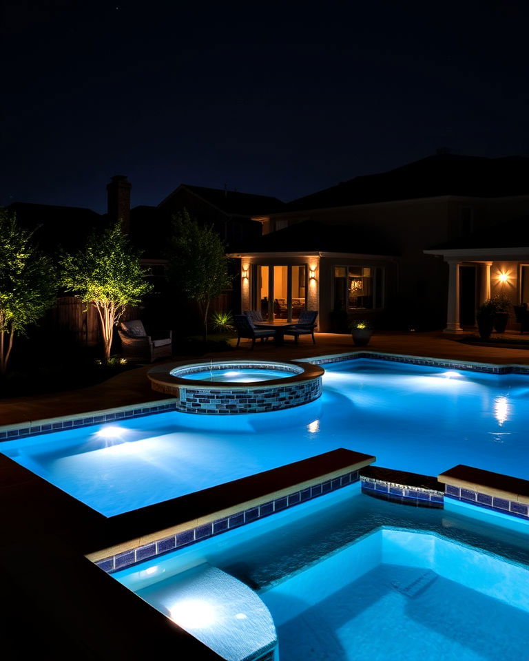 energy efficient ambient led lighting - 20 Rectangle Pool With Hot Tub