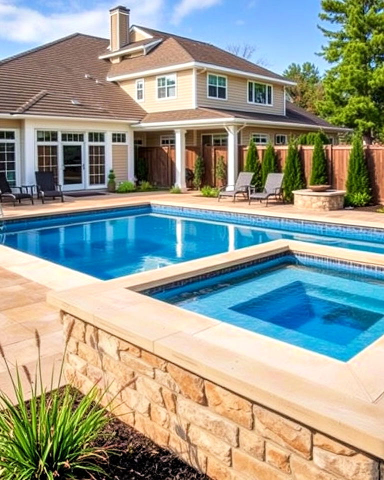 energy efficient heating system - 20 Rectangle Pool With Hot Tub