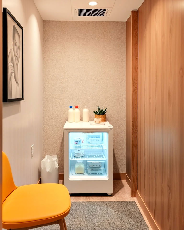 energy efficient mini fridge for milk storage - 20 Lactation Room Ideas