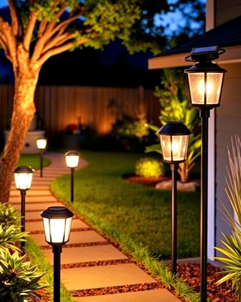 energy efficient solar pathway lights - 40 Backyard Lighting Ideas