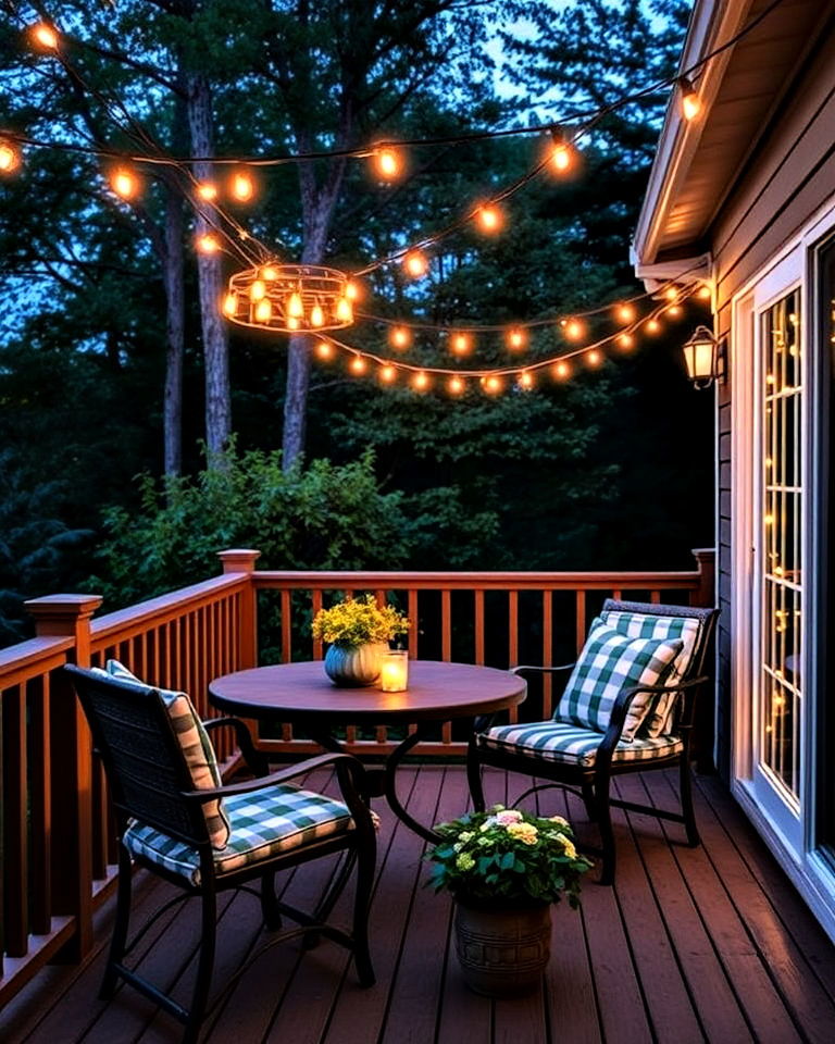 energy efficient string lighting for ambiance - 25 Deck Decorating Ideas