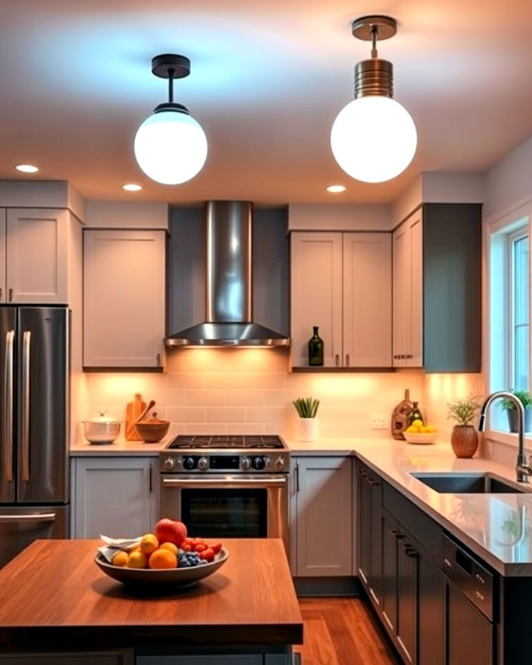 energy efficient track lighting with smart bulbs - 20 Kitchen Track Lighting Ideas