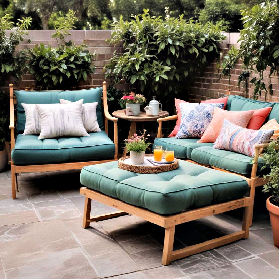 enhance comfort with outdoor cushions - 40 Small Patio Ideas on a Budget