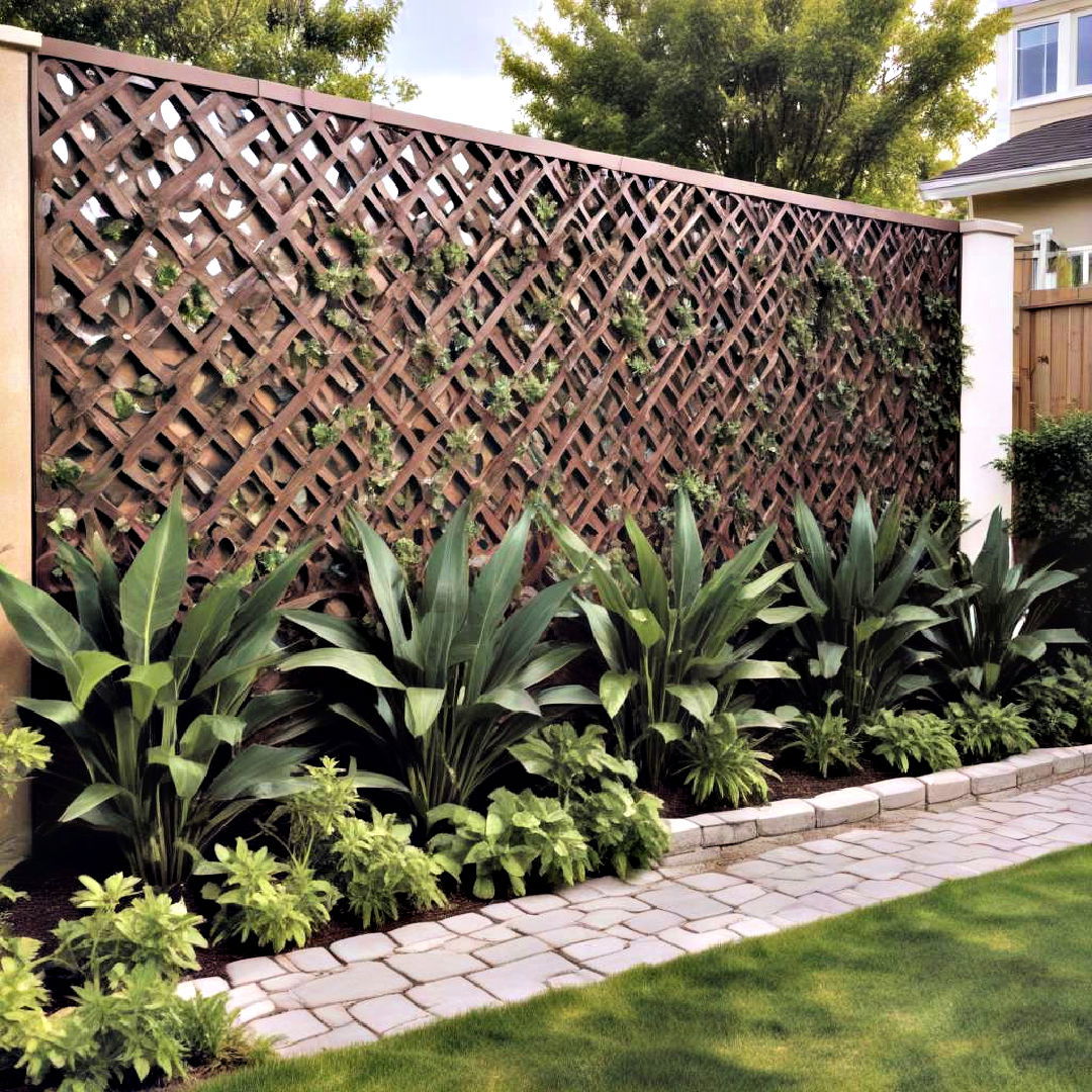 enhance privacy with decorative wall panels - 40 Small Front Yard Landscaping Ideas