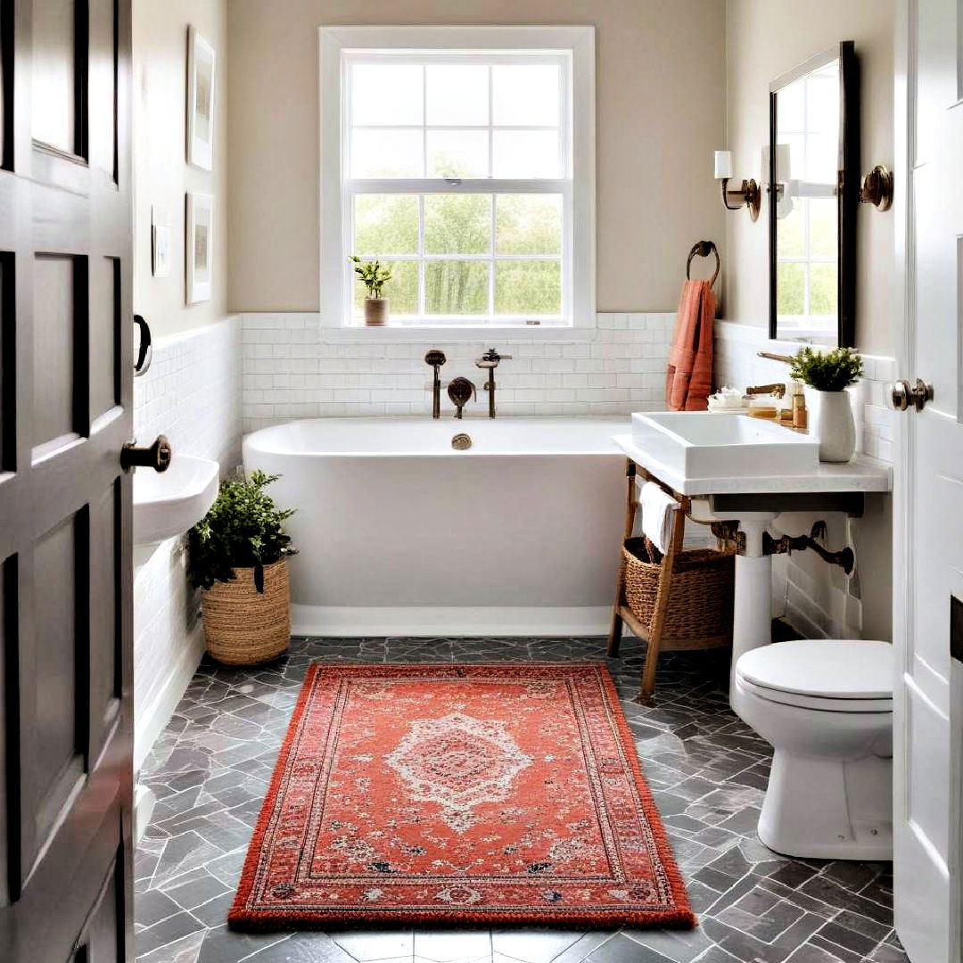 enhance your bathroom rug - 25 Small Bathroom Ideas on a Budget