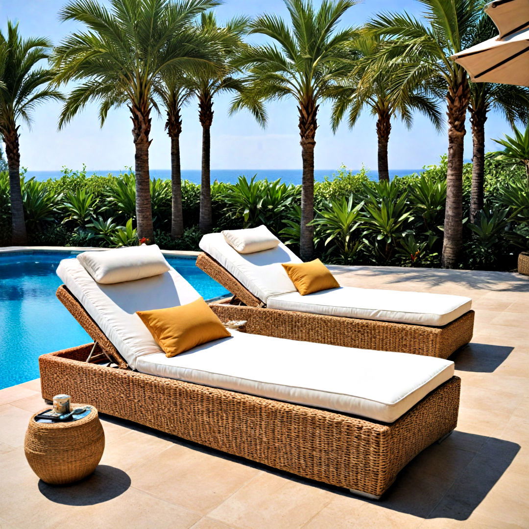 enjoy comfortable outdoor seating with rattan sunbed - 40 Outdoor Seating Ideas