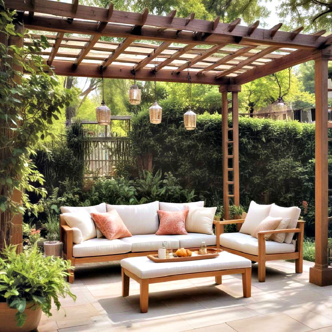 enjoy shaded comfort with pergola seating - 40 Outdoor Seating Ideas