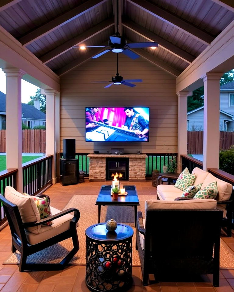 entertainment focused covered porch - 40 Covered Porch Ideas