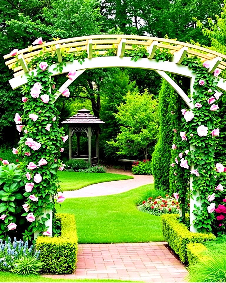 entryway charm with garden arbors - 30 Colorado Landscaping Ideas