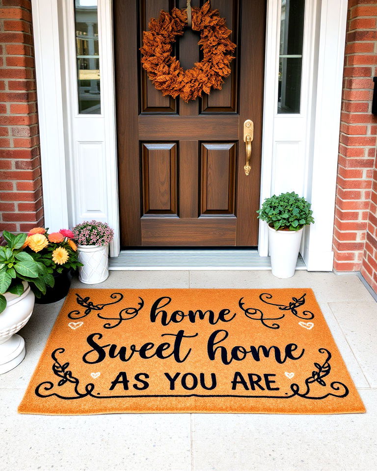 entryway doormat with a fun saying - 15 Front Door Mat Ideas