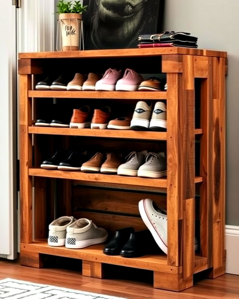 entryway with pallet shoe rack - 40 Pallet Furniture Ideas