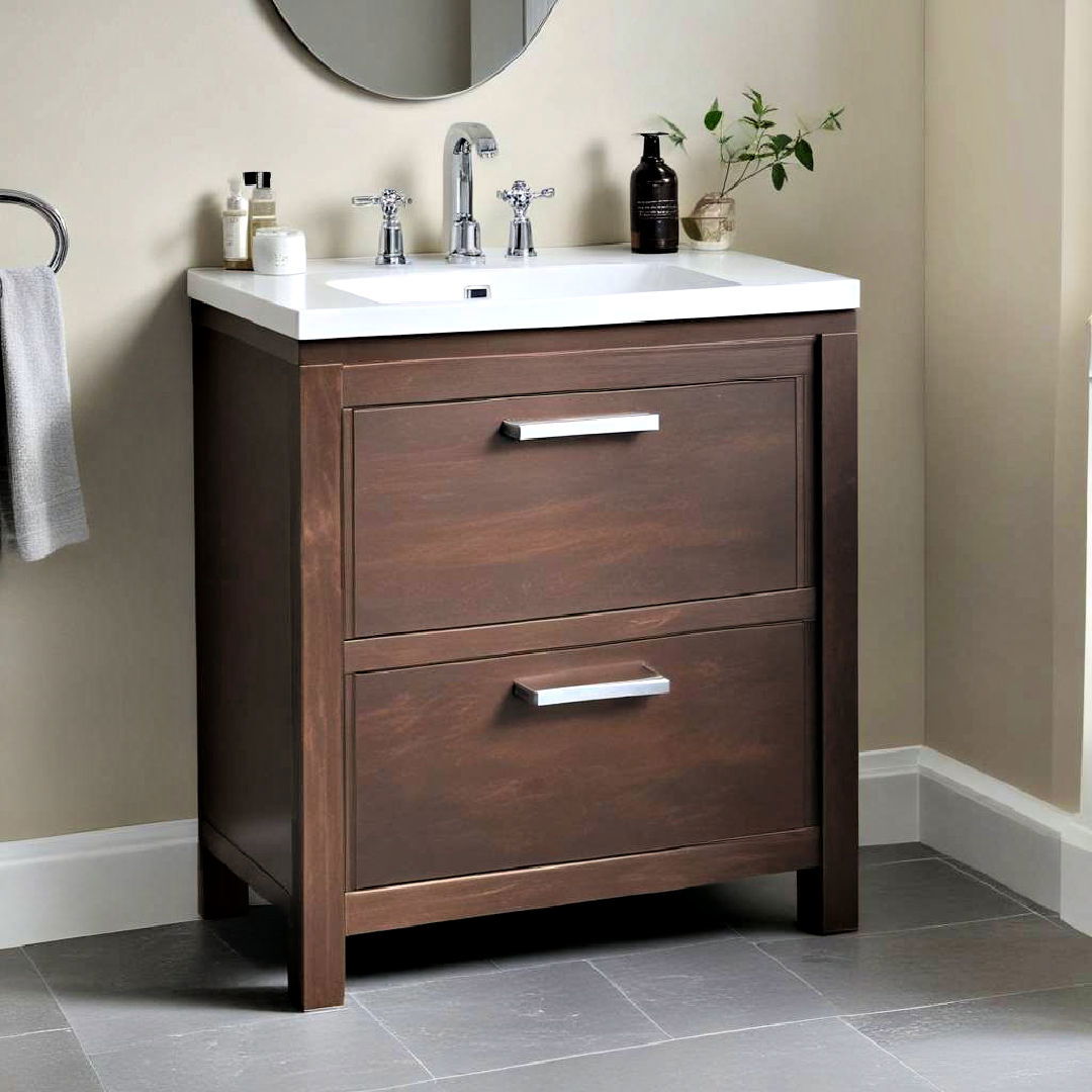 espresso brown vanity unit - 25 Brown Bathroom Ideas