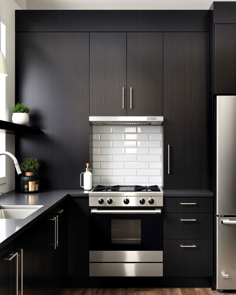 espresso kitchen cabinets for elegant look - 30 Dark Wood Kitchen Cabinets