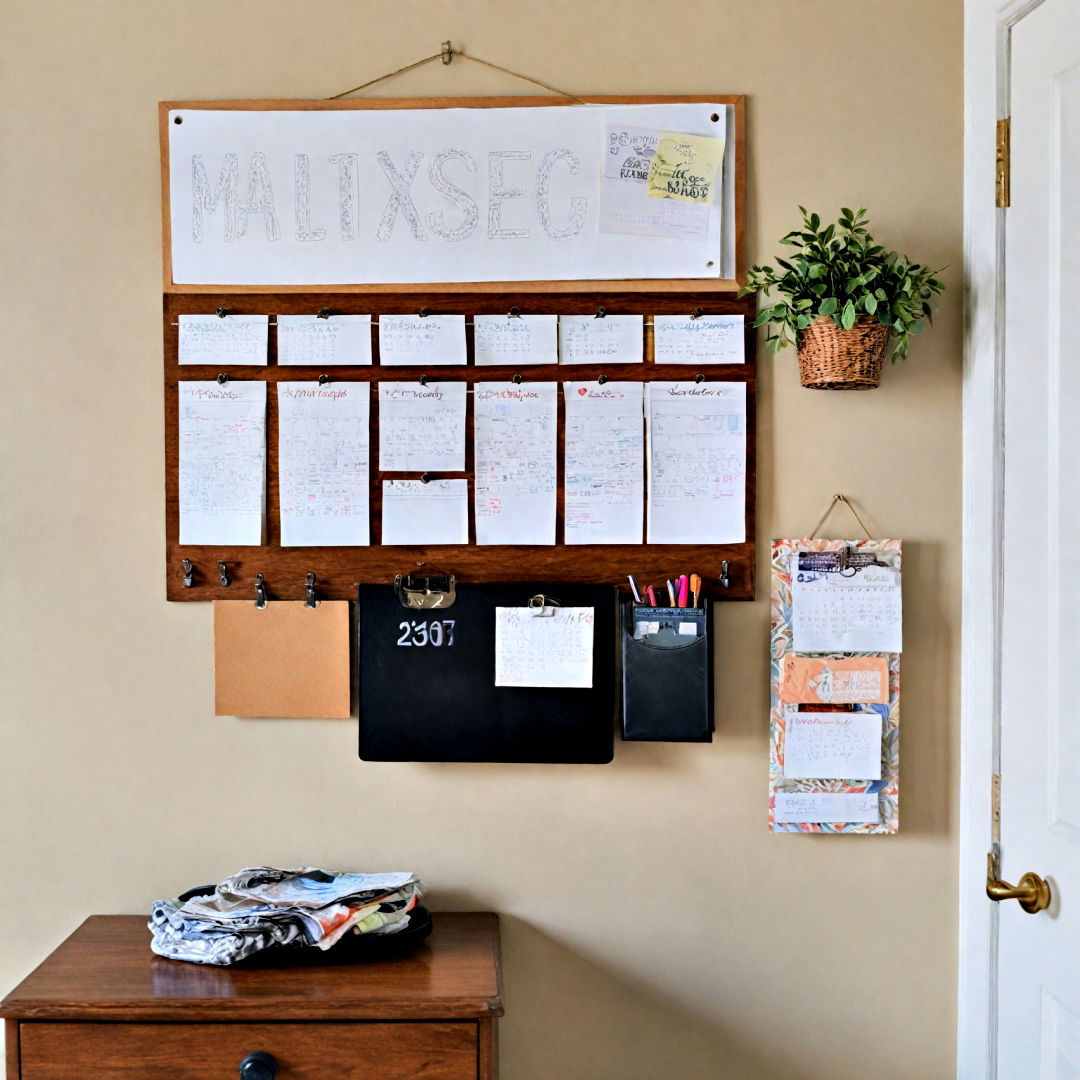 establish a small command center with a calendar - 40 Small Entryway Ideas