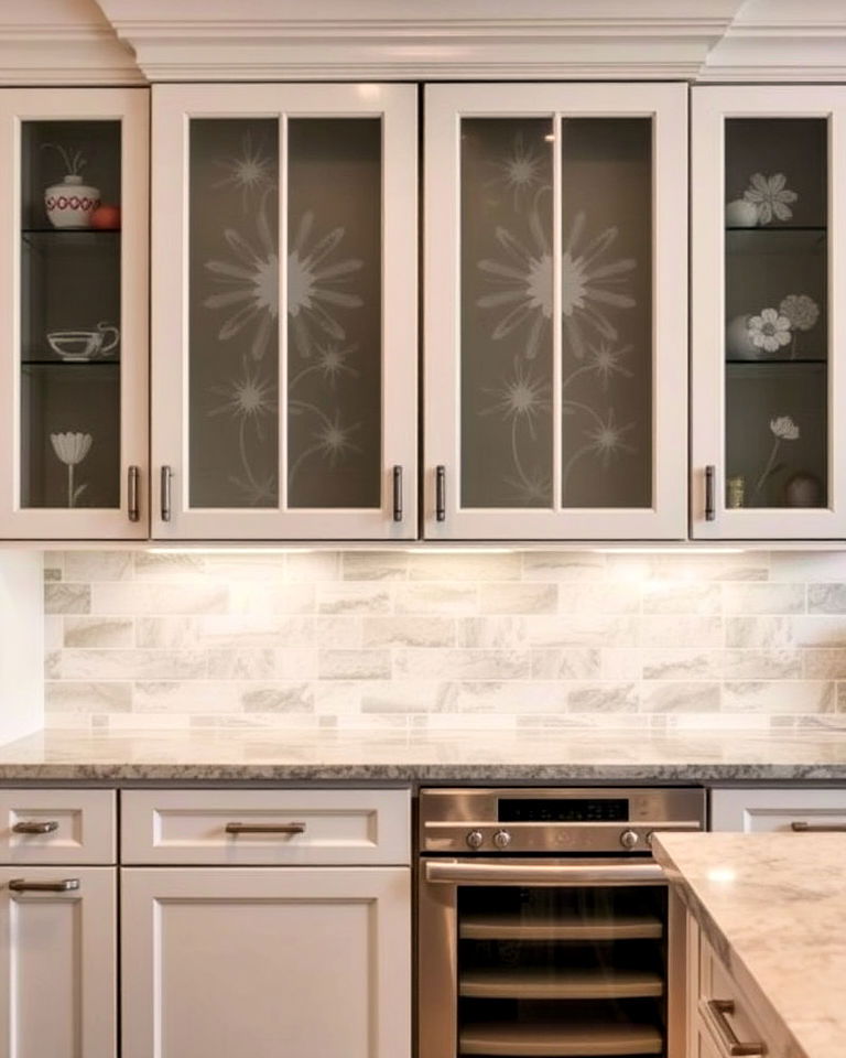 etched glass panels for modern kitchen cabinets - 20 Modern Style Glass Kitchen Cabinets
