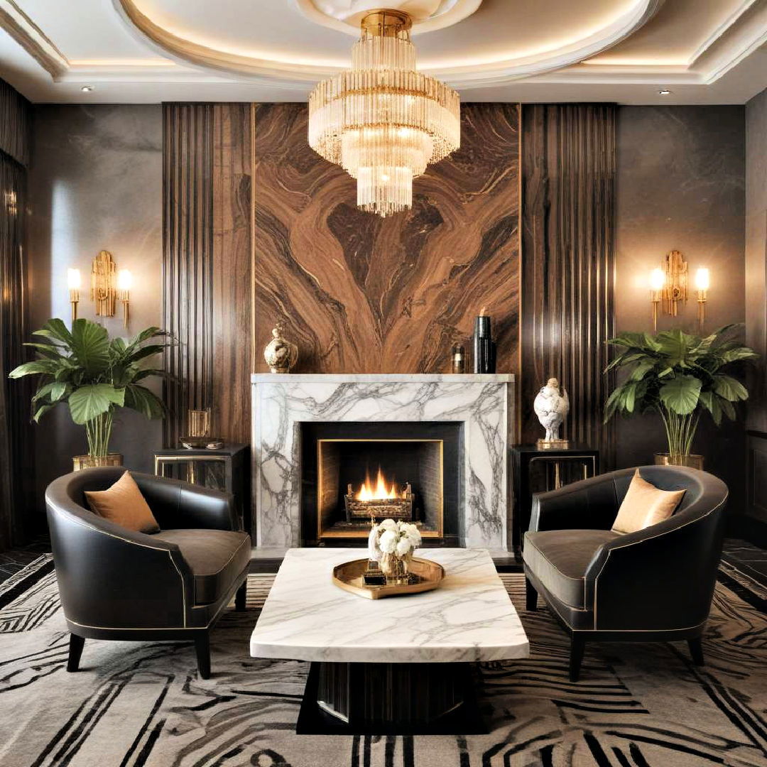 exotic materials for art deco living room - 25 Art Deco Living Room Ideas
