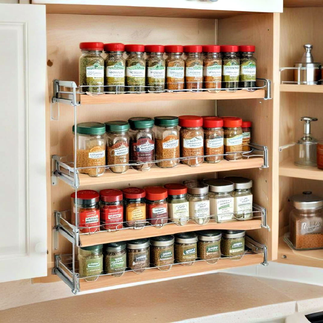 expandable spice rack for small apartment storage - 30 Small Apartment Storage Ideas