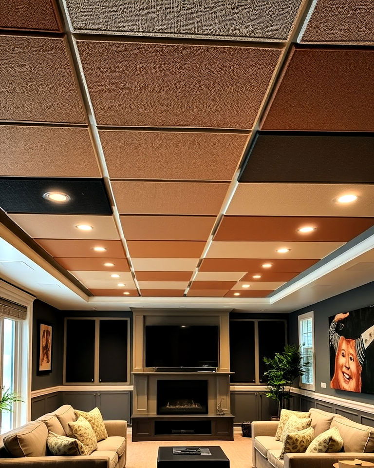 exposed basement ceiling with acoustic panels - 25 Exposed Basement Ceiling Ideas