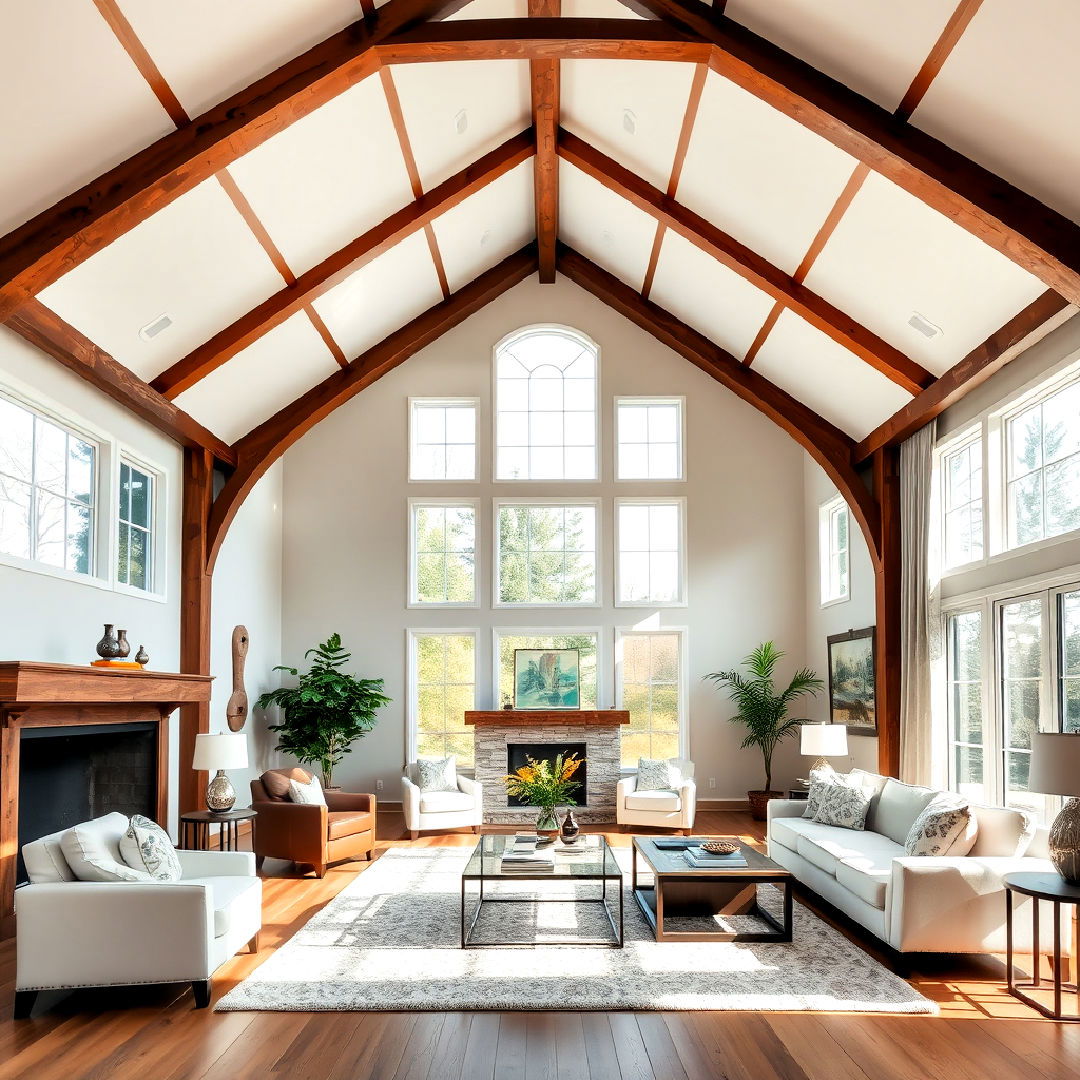 exposed beams for vaulted cathedral ceiling - 25 Exposed Beam Living Room Ideas