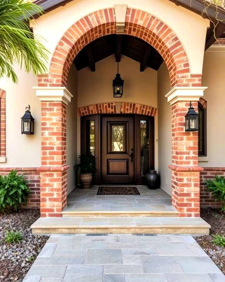 exposed brick accents to add texture - 25 Spanish Bungalow Exterior Ideas