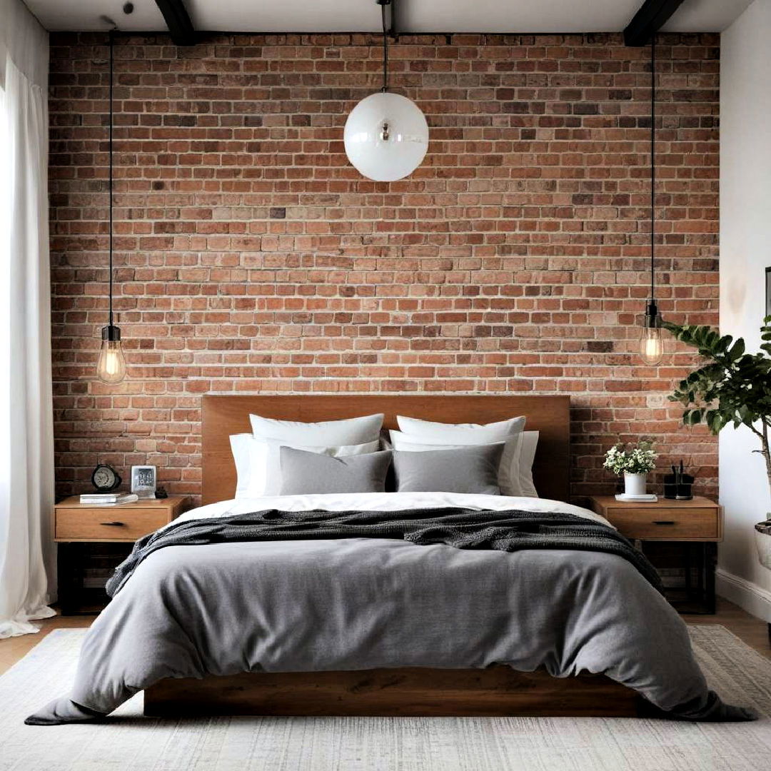 exposed brick wall for industrial bedroom - 20 Industrial Bedroom Ideas