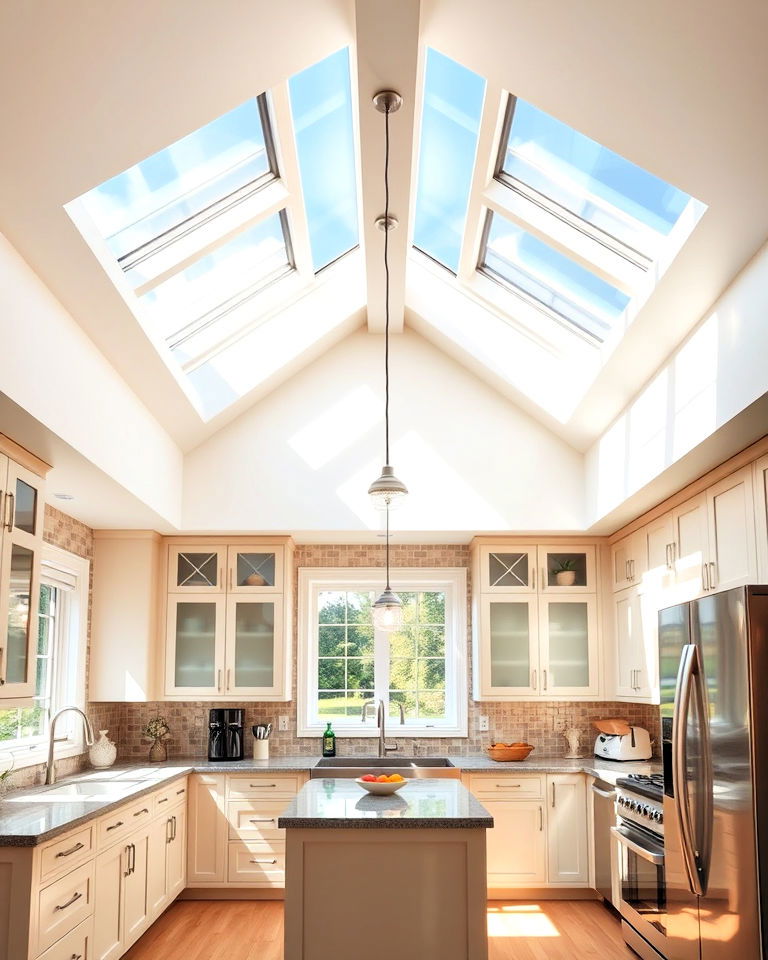 exposed wooden beams for vaulted kitchen ceiling - 25 Vaulted Ceiling Kitchen Ideas