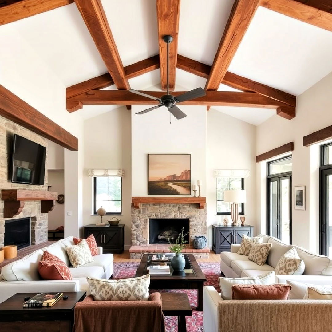 exposed wooden ceiling beams - 25 Southwestern Living Room Ideas