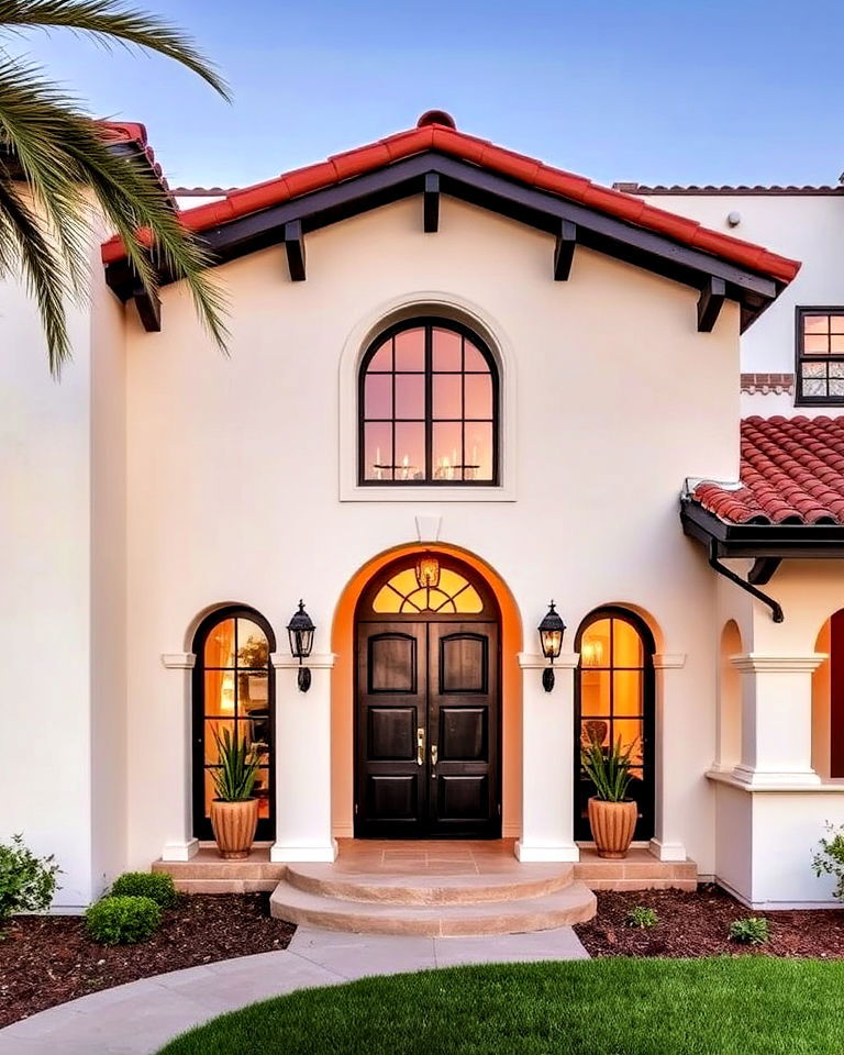exterior with arched doorways and windows - 25 Spanish Bungalow Exterior Ideas