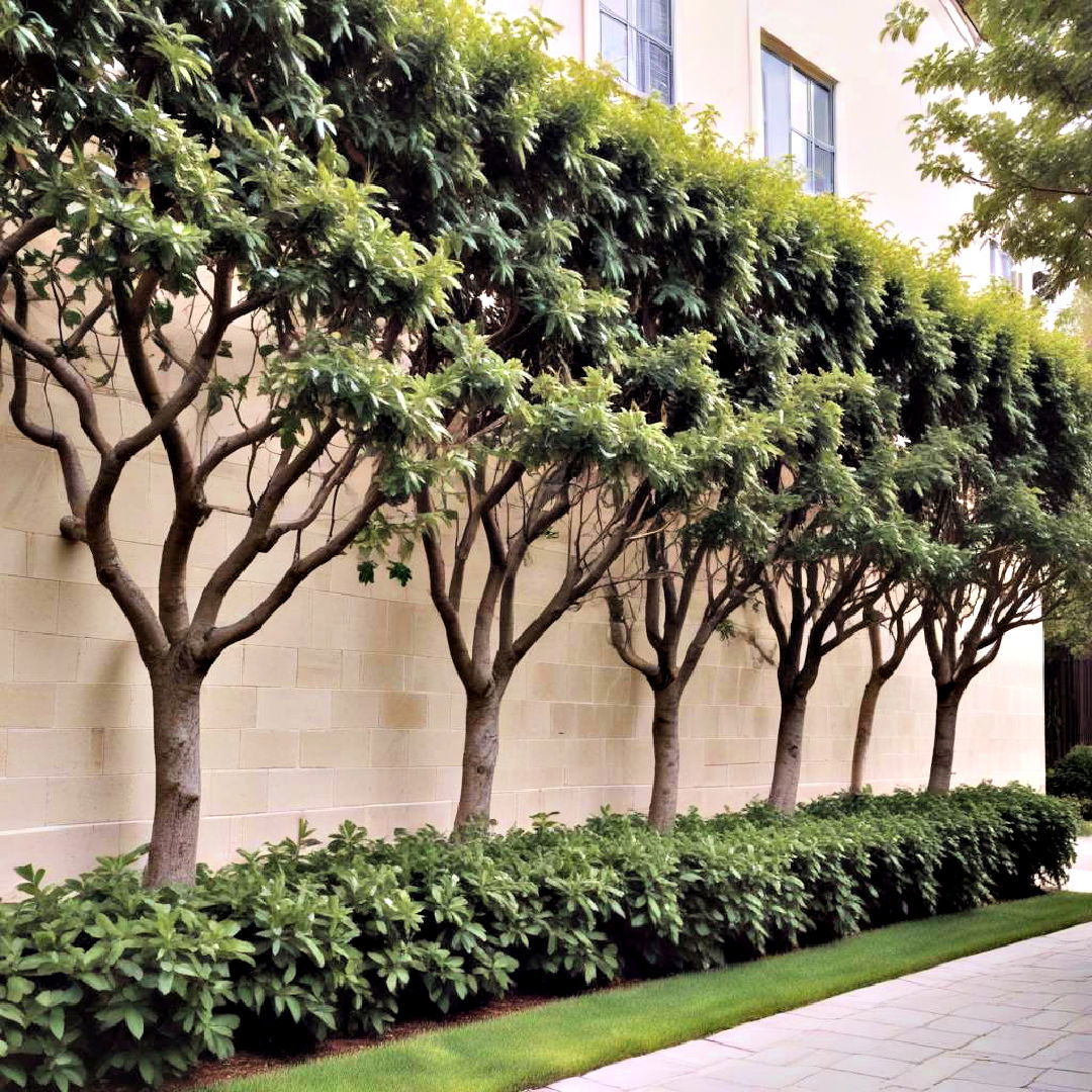 eye catching espaliered trees - 40 Front Yard Landscaping Ideas
