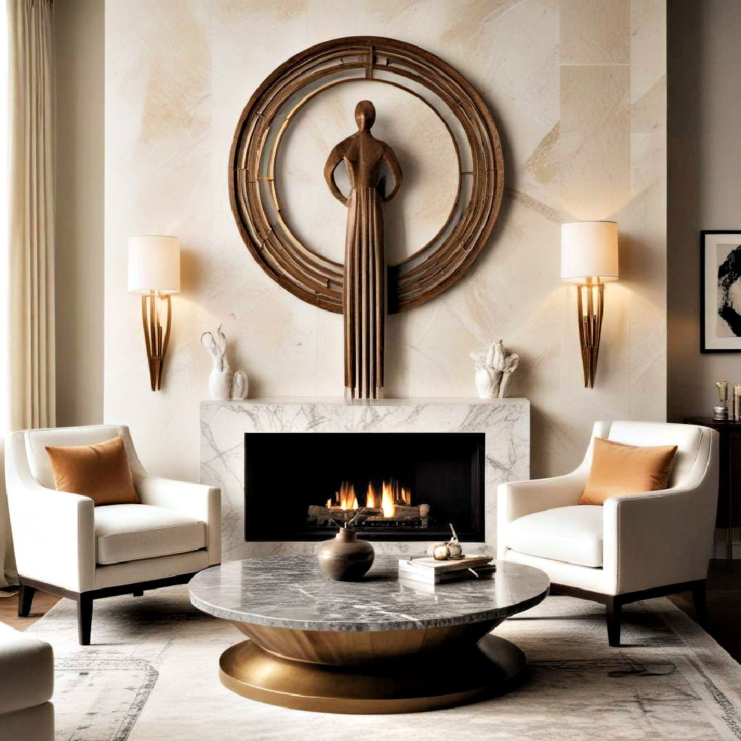 eye catching sleek sculptural pieces - 25 Art Deco Living Room Ideas