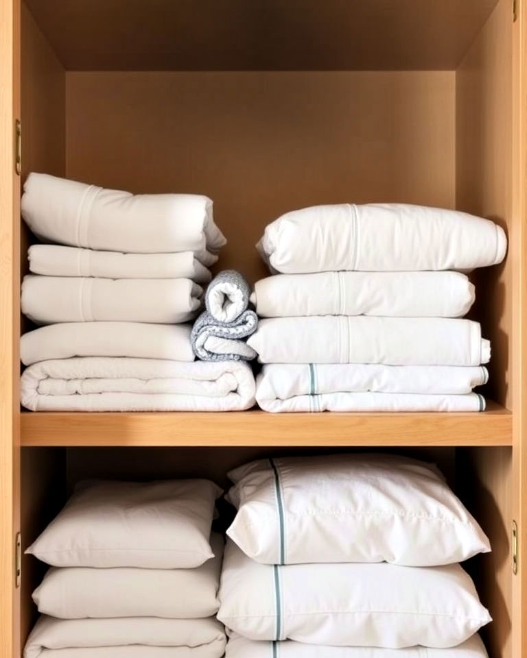 eye level storage for linen closet organization - 30 Linen Closet Organization Ideas