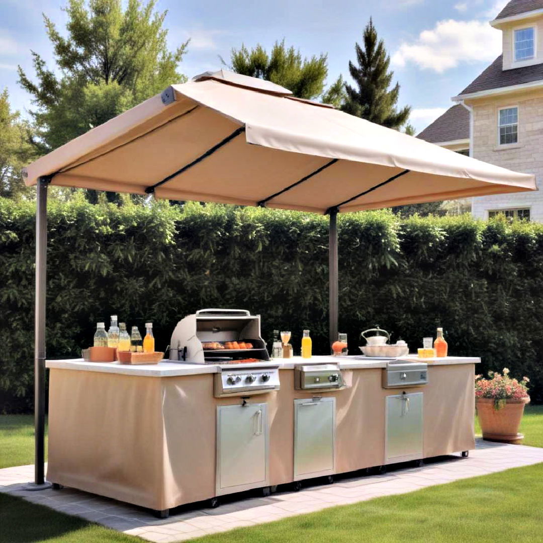 fabric canopy with adjustable panels - 25 Covered Outdoor Kitchen Ideas