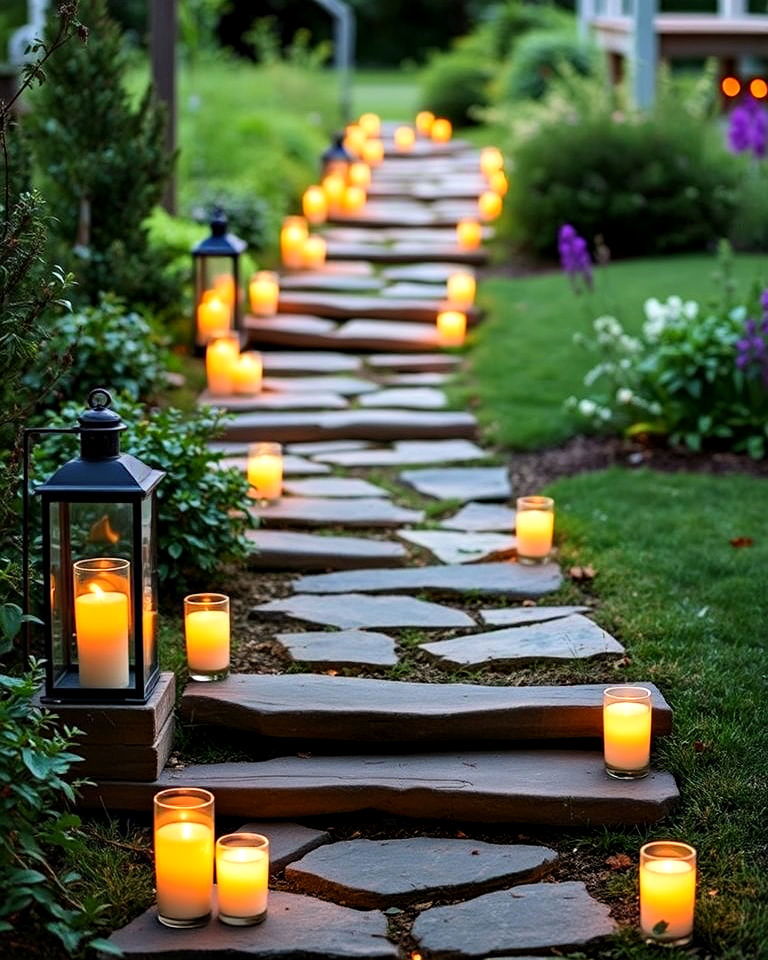 fairy tale vibe outdoor candle pathway - 15 Decorating With Candles
