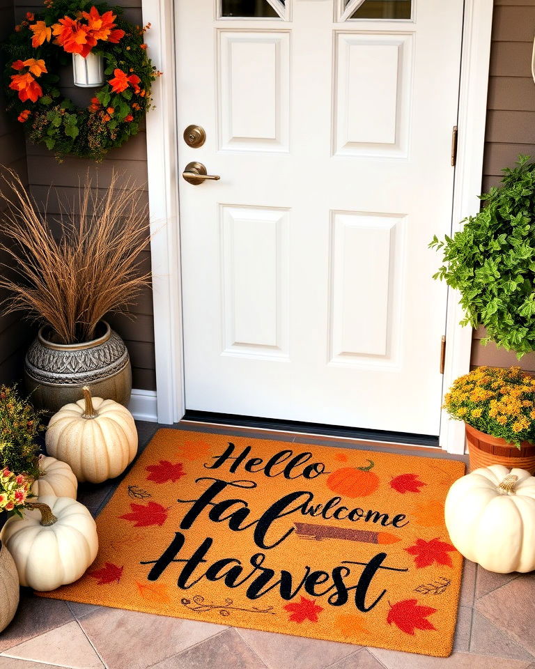fall themed doormat ideas - 30 Front Door Fall Decor Ideas