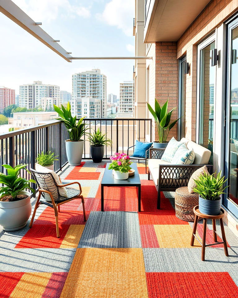 family friendly outdoor carpet tiles - 25 Balcony Flooring Ideas