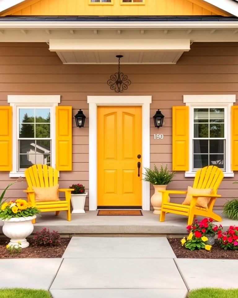 family friendly taupe and warm yellow - 25 Exterior Taupe House Color Combinations