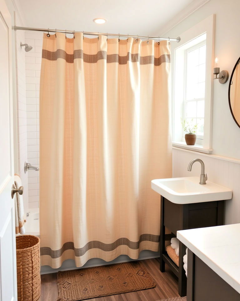 farmhouse flair rustic shower curtain - 25 Rustic Walk-in Shower Ideas