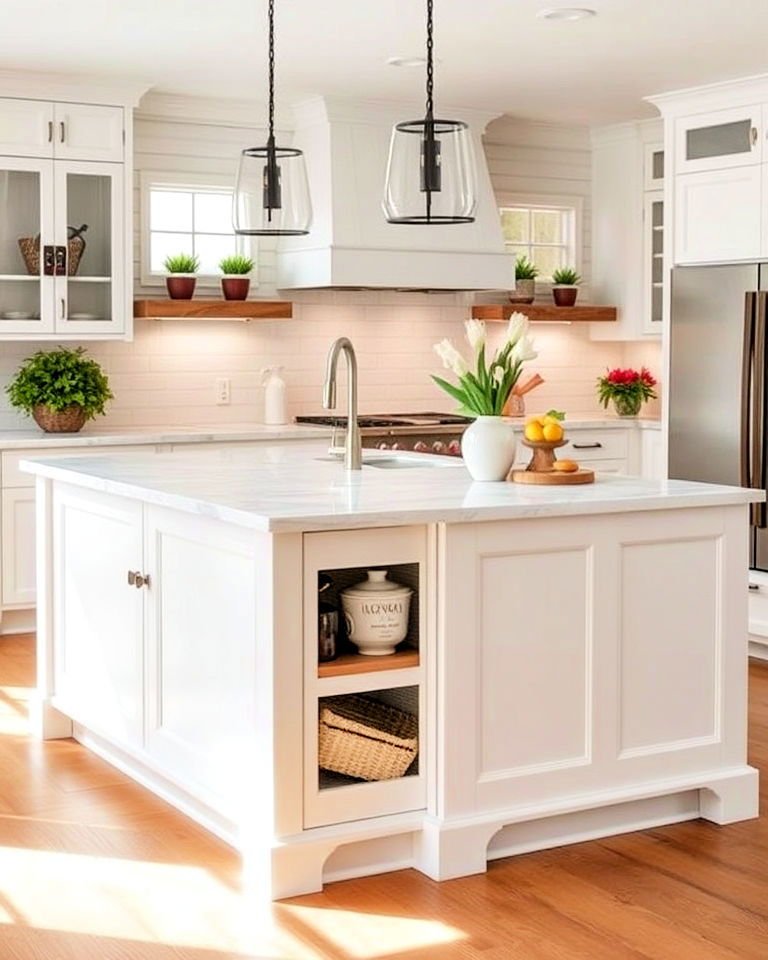 farmhouse kitchen island with quartz countertop - 25 Farmhouse Kitchen Island Ideas