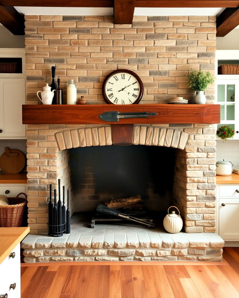 farmhouse kitchen with traditional hearth - 25 Kitchens With Fireplaces