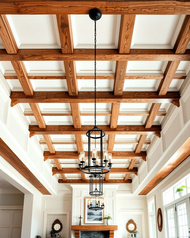 farmhouse roof with coffered ceilings - 20 Farmhouse Ceiling Ideas